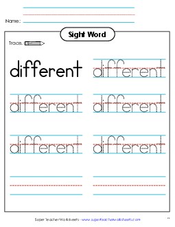 Trace the Word: Different Sight Words Individual Worksheet