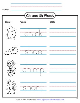 Trace and Write Free Phonics Digraphs Worksheet