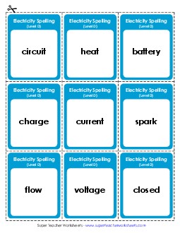 Flashcards (Electricity)  Spelling D Worksheet