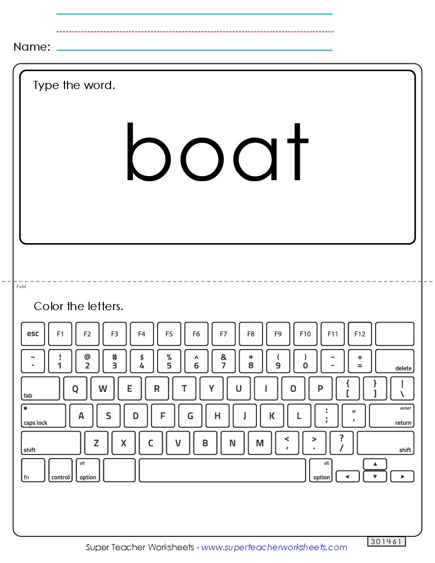 Type the Word: Boat Sight Words Individual Worksheet