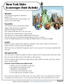 New York State Scavenger Hunt States Individual Worksheet