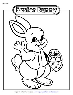 Coloring Page: Easter Bunny Worksheet