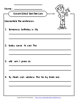 Scrambled Sentences (A-10) Spelling A Worksheet