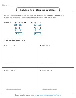 Inequalities  Worksheets Learning Tool