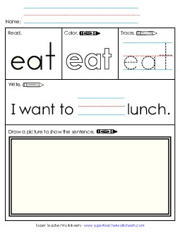 Eat (Sight Word) Sight Words Individual Worksheet