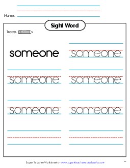 Trace the Word: Someone Sight Words Individual Worksheet