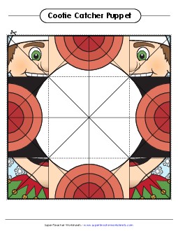 Cootie Catcher Elf Boy Christmas Worksheet