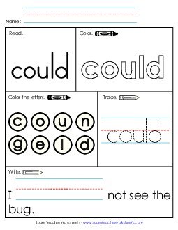 Worksheet 1: Could Sight Words Individual Worksheet