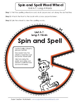 Spin and Spell (A-7) Spelling A Worksheet