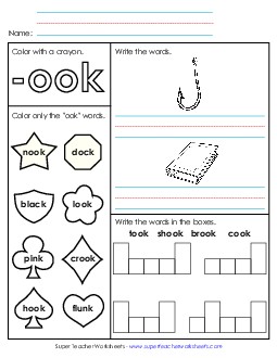 Worksheet 1 (-ook Words) Word Families Worksheet