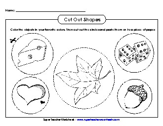 Circle Pictures Scissor Skills Worksheet