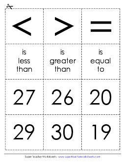 Math Cards: 2-Digit Comparisons Comparing Numbers Worksheet