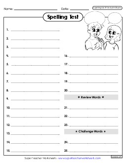 Spelling Test (F-28) Spelling F Worksheet