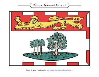 Prince Edward Island Flag (Full Colour) Canada Worksheet