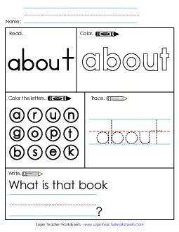 Worksheet 1: About Sight Words Individual Worksheet