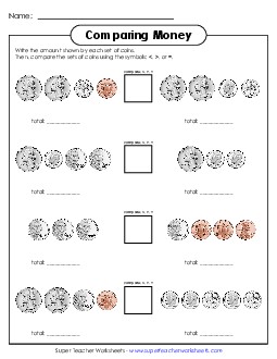 Comparing Change Counting Money Worksheet