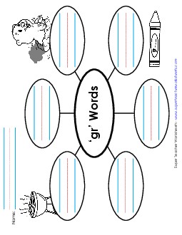 Word Web (Gr- Words) Phonics Blends Worksheet