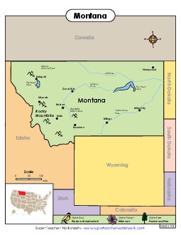 Map of Montana State Maps Worksheet