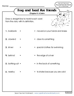 Vocabulary for Chapter 4 Book Frog And Toad Worksheet