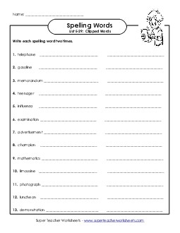 Write Twice (E-29) Spelling E Worksheet