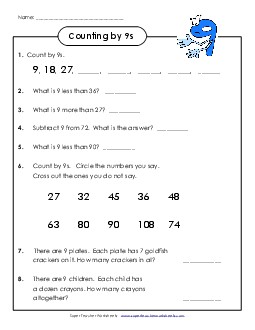 Questions: Counting by 9s Worksheet