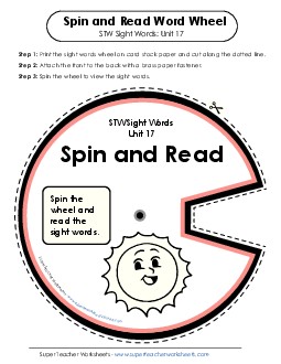 Spin and Read (Unit 17) Sight Words Worksheet