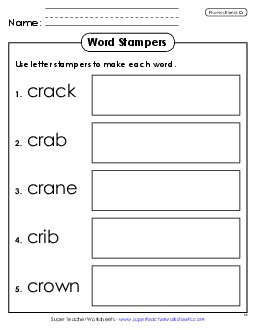 Letter Stampers (Cr- Words)  Phonics Blends Worksheet