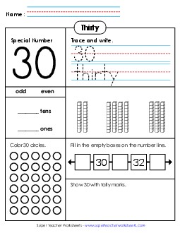 Special Number: 30 Counting Worksheet