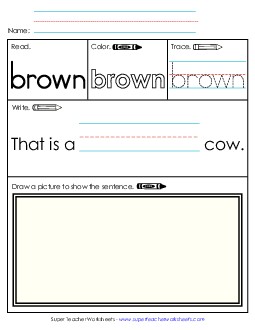 Worksheet 3: Brown Sight Words Individual Worksheet