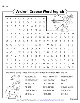 Ancient Greece Word Search Wordsearch Worksheet