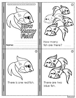 Mini-Book: Count & Color Picture Book One Fish Two Fish Worksheet