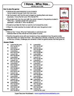 Money (USA - up to $4) Counting Money Worksheet