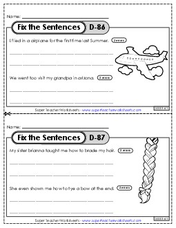 Fix the Sentences D-86 through D-90 Worksheet