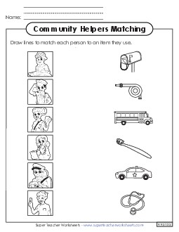 Picture-to-Picture Matching Worksheet 1 Community Helpers Worksheet