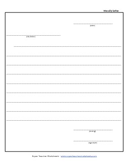 Letter-Writing Template #1 Worksheet