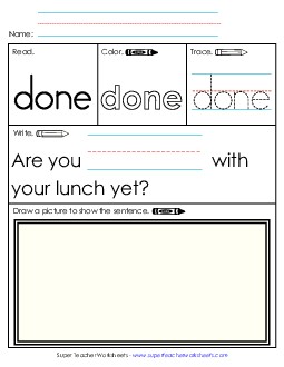Worksheet 3: Done Free Sight Words Individual Worksheet