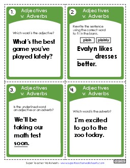 Adjectives v. Adverbs Worksheet