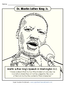 Dr. Martin Luther King, Jr. Holiday Worksheet