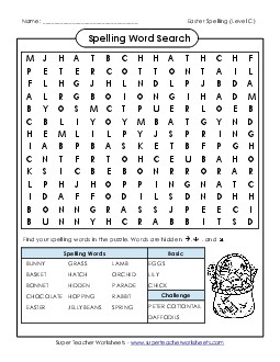 Word Search (C-Easter)  Spelling C Worksheet