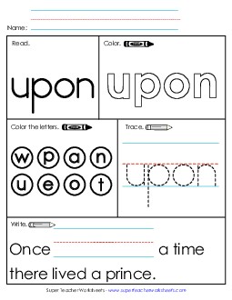 Worksheet 2: Upon Sight Words Individual Worksheet