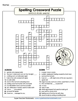 Crossword (D-2) Free Spelling D Worksheet