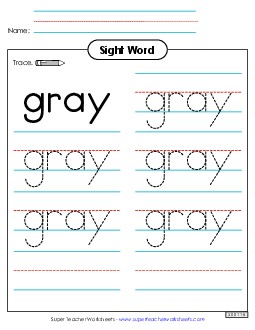 Trace the Word: Gray Sight Words Individual Worksheet