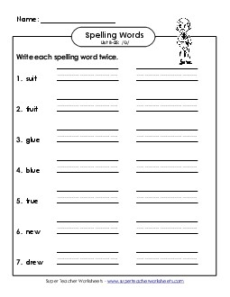 Write Twice (B-25) Spelling B Worksheet