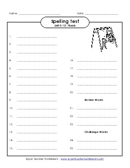 Spelling Test (D-12) Spelling D Worksheet