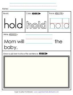 Worksheet 3: Hold Sight Words Individual Worksheet