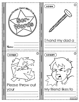 Mini-Book (Scr- Words) Phonics Blends Worksheet