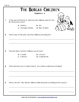 Questions for Chapters 4-6 Book The Boxcar Children Worksheet