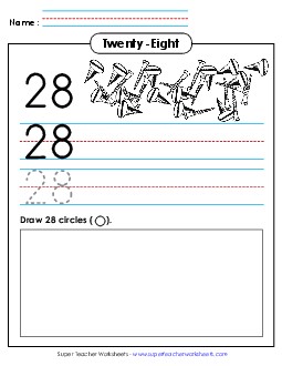 Trace, Print, Draw: 28 Counting Worksheet