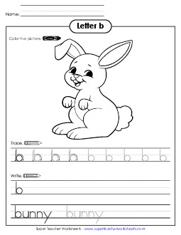 B is for Bunny Easter Worksheet