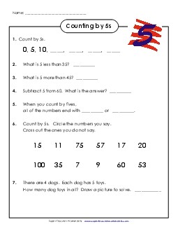 Questions: Count by 5 Counting Worksheet